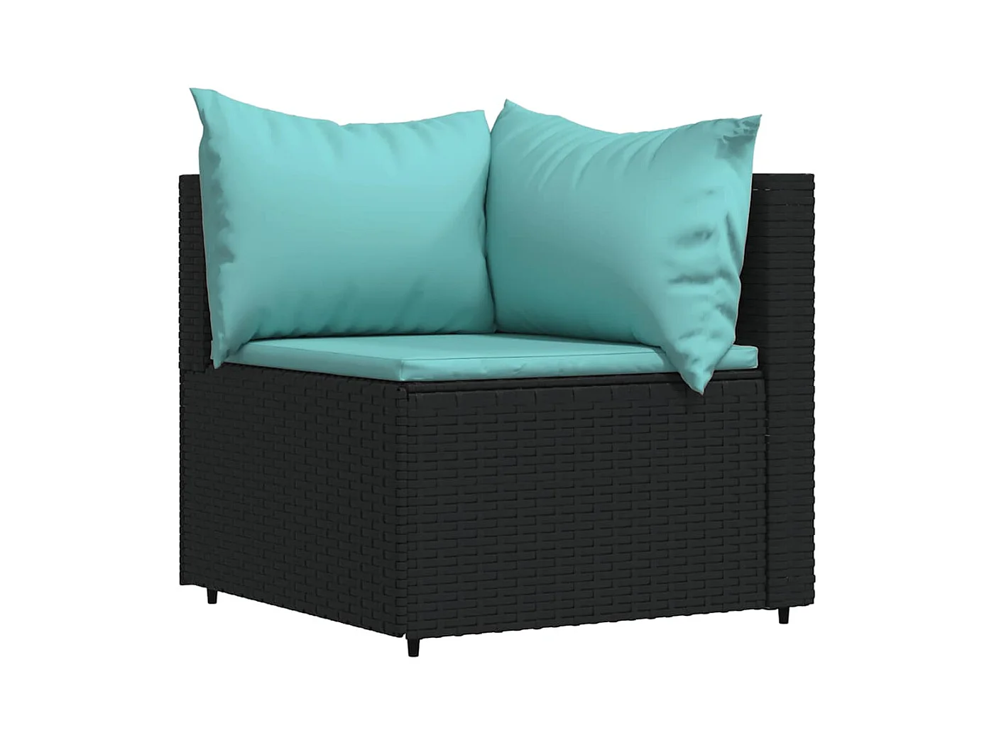 Salon de jardin 4 pcs avec coussins Noir Résine tressée