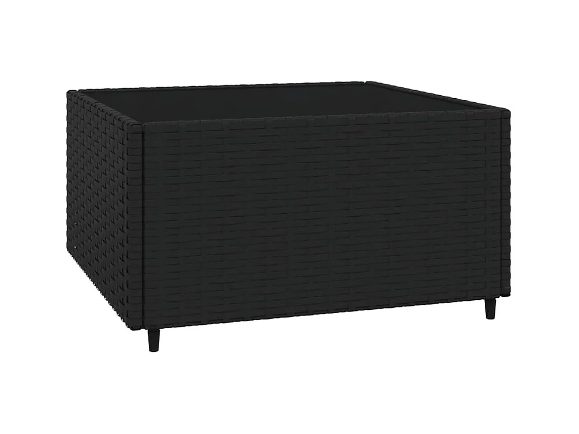 Salon de jardin 4 pcs avec coussins Noir Résine tressée