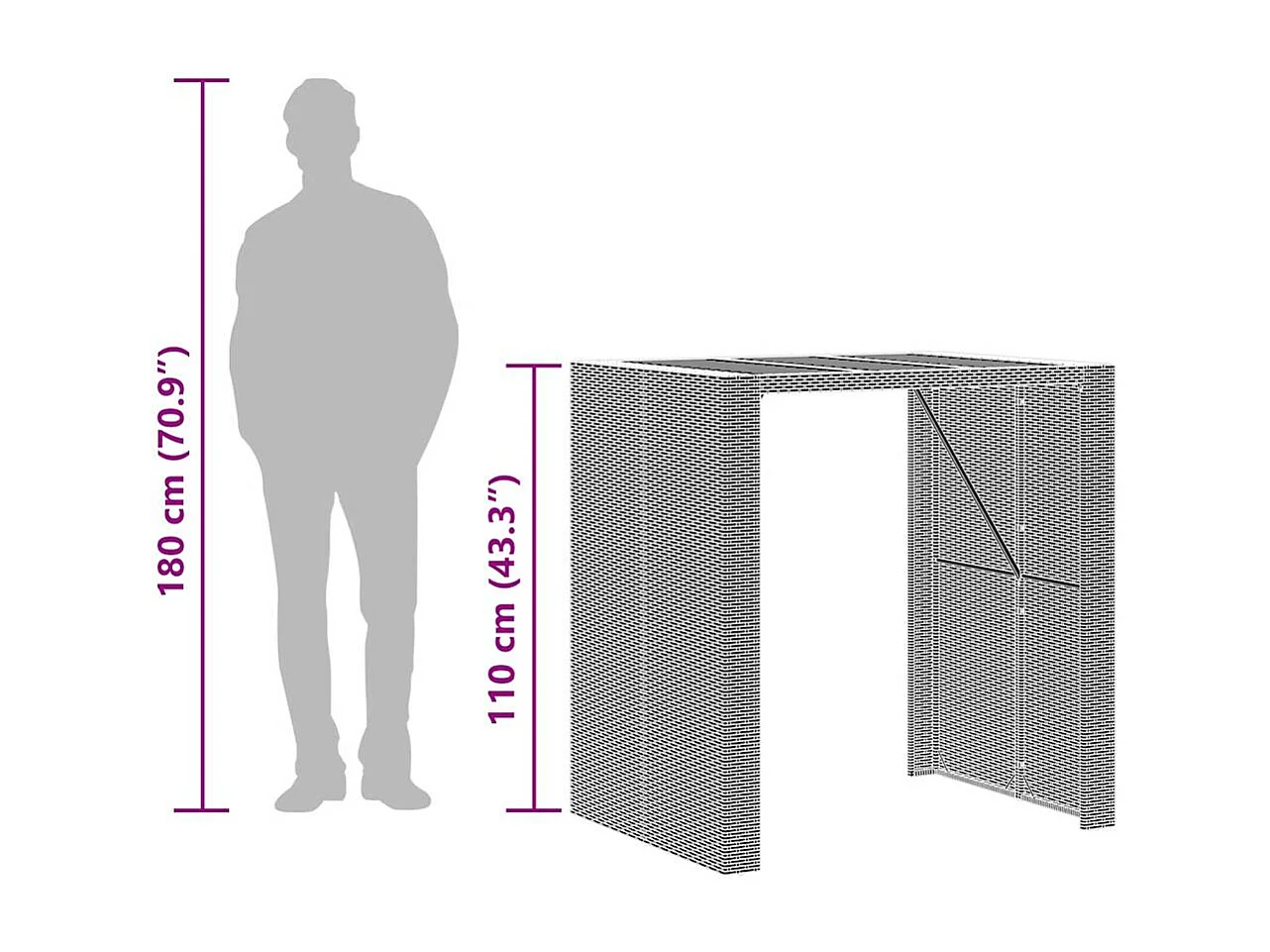 Ensemble de bar de jardin 5 pcs avec coussins gris poly rotin