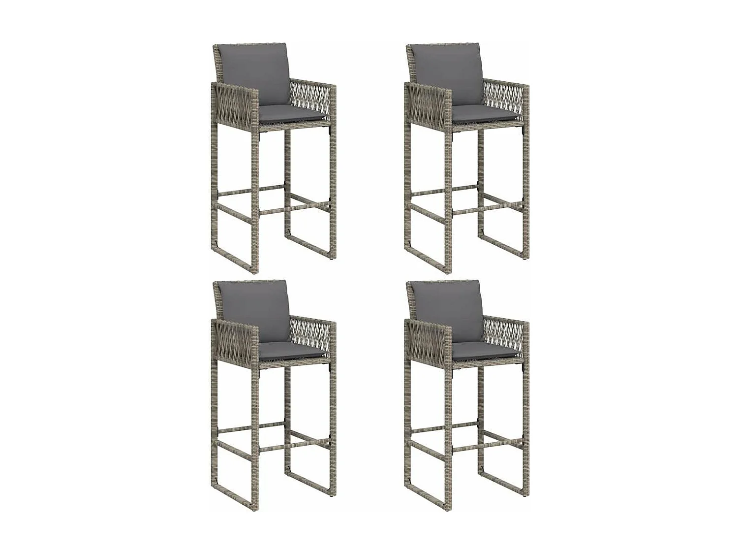 Ensemble de bar de jardin 5 pcs avec coussins gris poly rotin