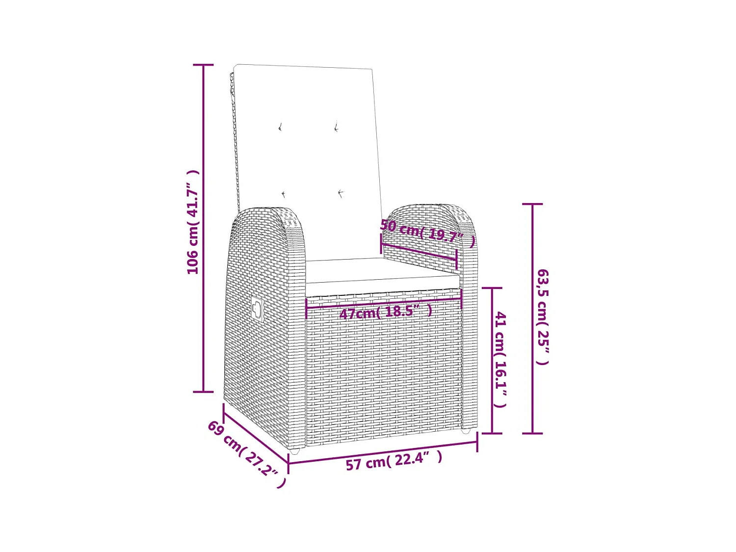 Set da Pranzo da Giardino 5 pz con Cuscini in Polyrattan Grigio
