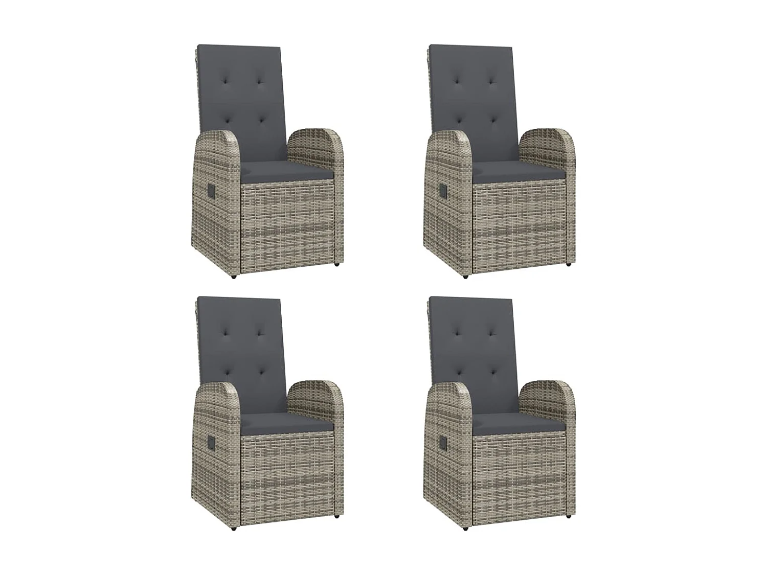 5-tlg. Garten-Essgruppe mit Kissen Grau Poly Rattan