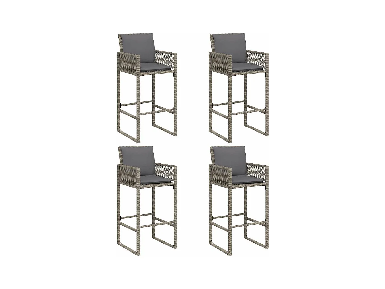 Ensemble de bar de jardin 5 pcs avec coussins gris poly rotin