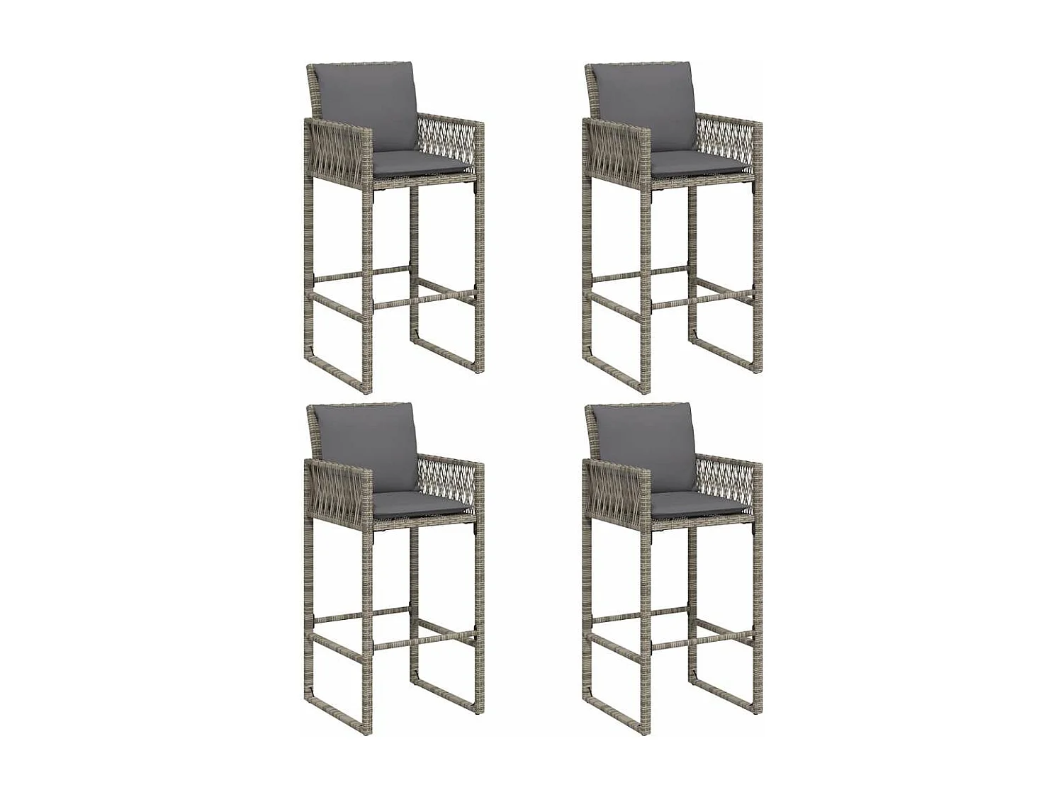 Ensemble de bar de jardin 5 pcs avec coussins gris poly rotin