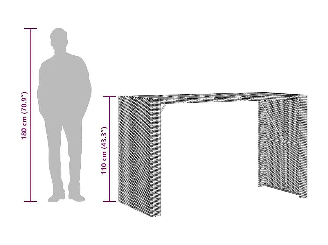 Ensemble de bar de jardin 5 pcs avec coussins gris poly rotin