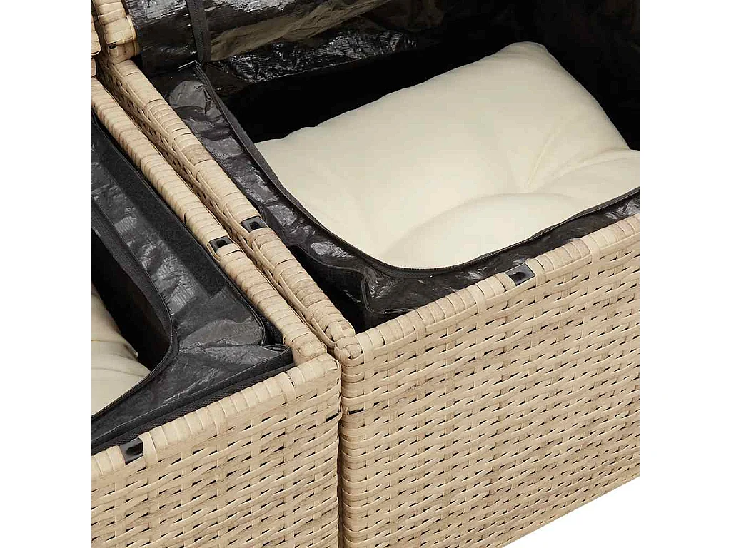 Set Divano da Giardino 5 pz con Cuscini Beige in Polyrattan