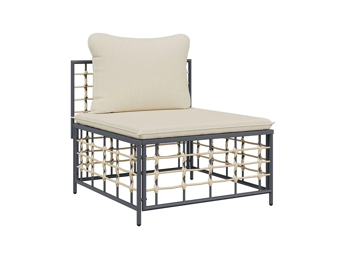 Salon de jardin 4 pcs avec coussins anthracite résine tressée