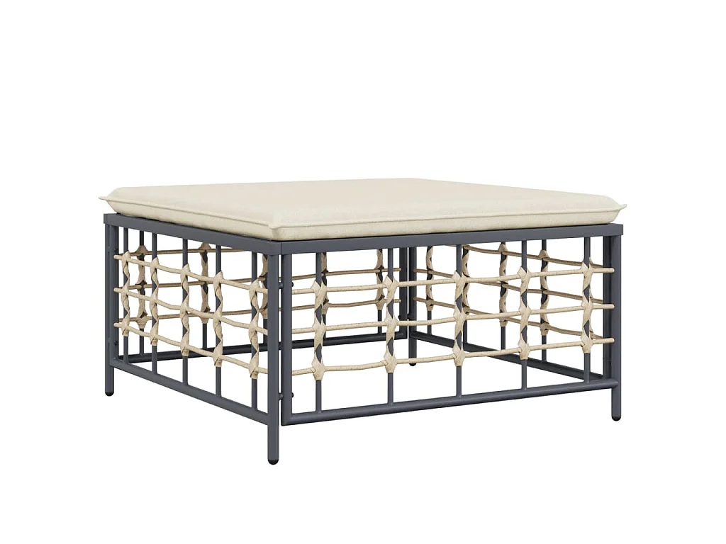 4-delige Loungeset met kussens poly rattan antracietkleurig