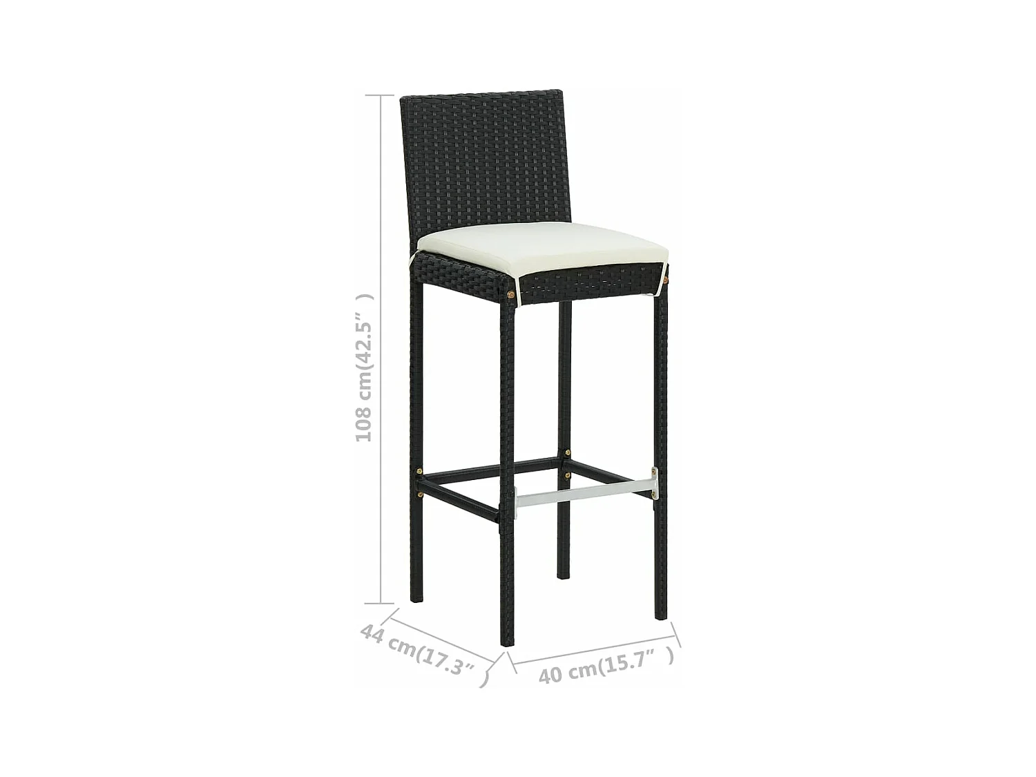 Ensemble de bar de jardin avec coussins 5 pcs Noir