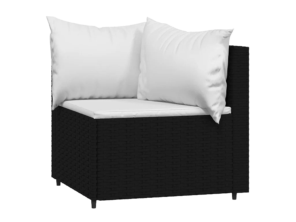 Set Divani da Giardino 3 pz con Cuscini Nero in Polyrattan