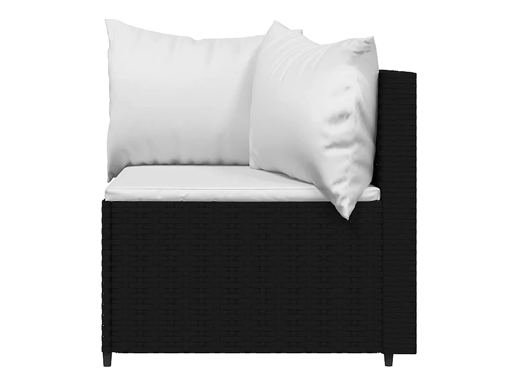 Set Divani da Giardino 3 pz con Cuscini Nero in Polyrattan