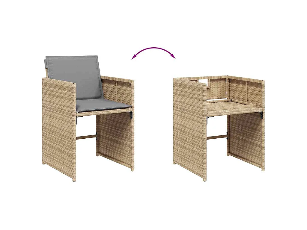 Set Pranzo da Giardino 5 pz con Cuscini Beige Misto Polyrattan
