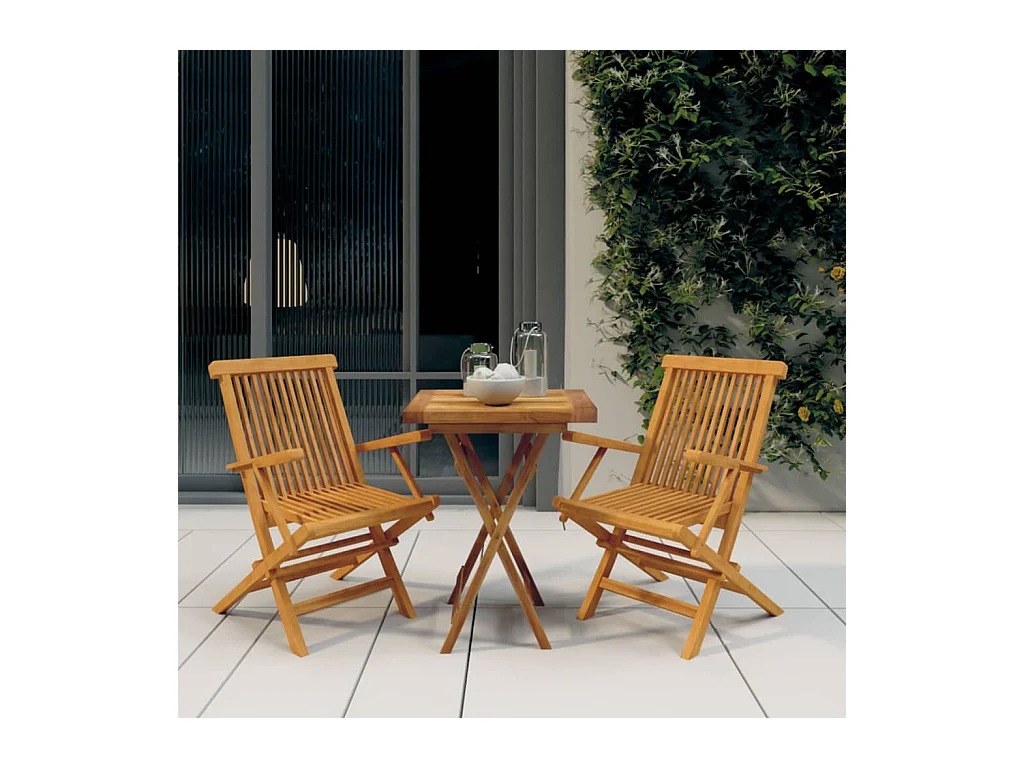 Set da Pranzo per Giardino 3 pz in Legno Massello di Teak