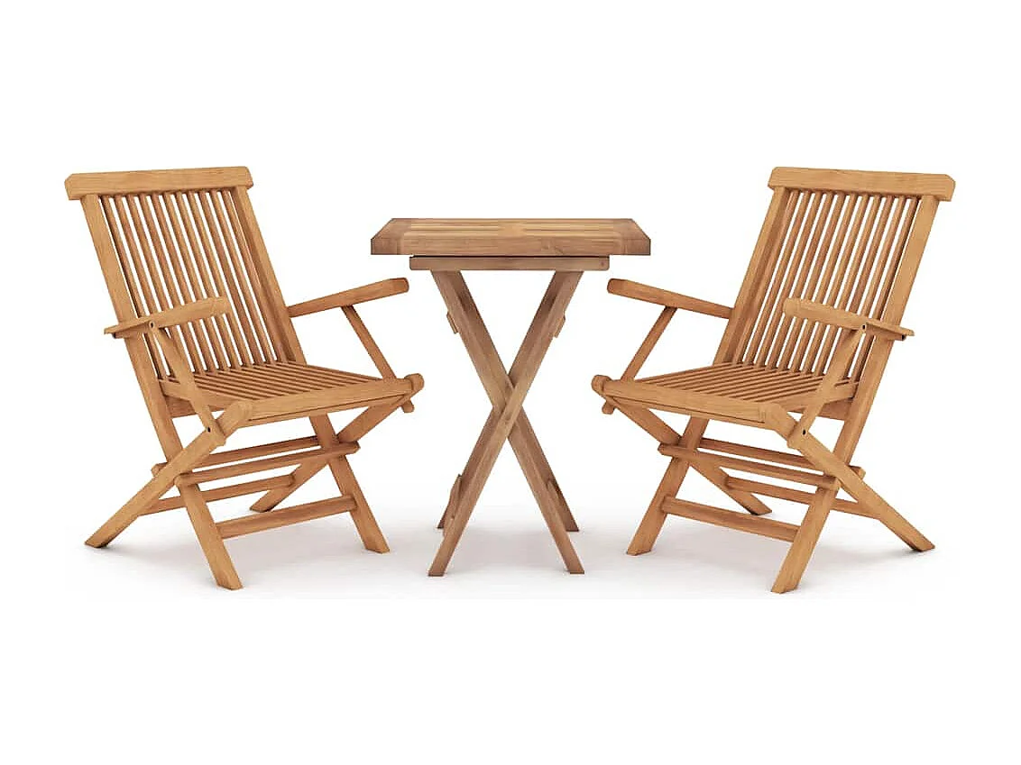 Ensemble à manger de jardin 3 pcs Bois de teck massif