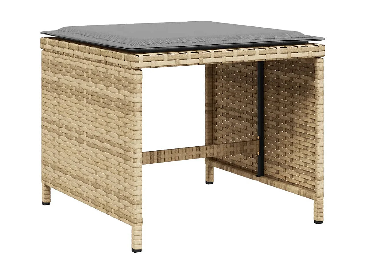 Set Pranzo da Giardino 15 pz con Cuscini Beige Misto Polyrattan