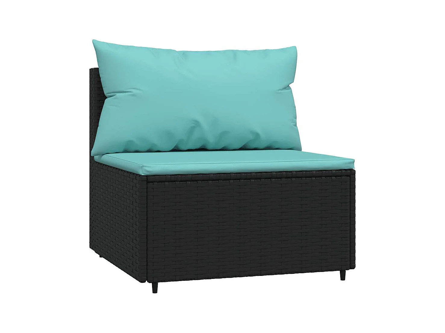 Salon de jardin 3 pcs avec coussins Noir Résine tressée