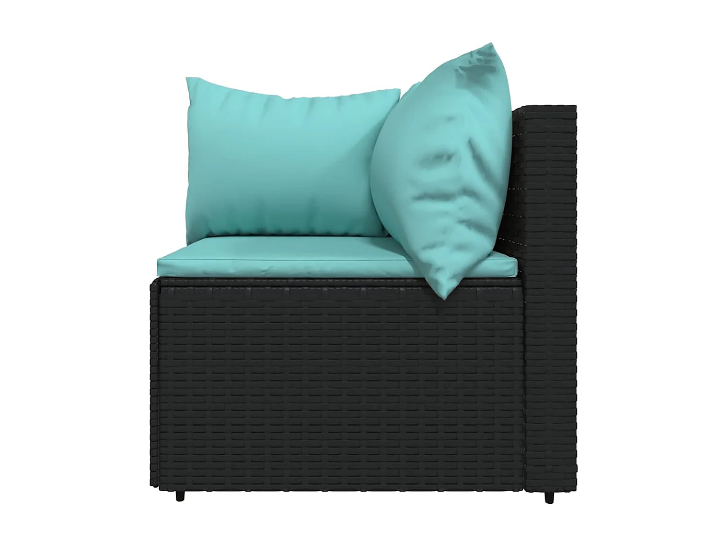 Salon de jardin 3 pcs avec coussins Noir Résine tressée