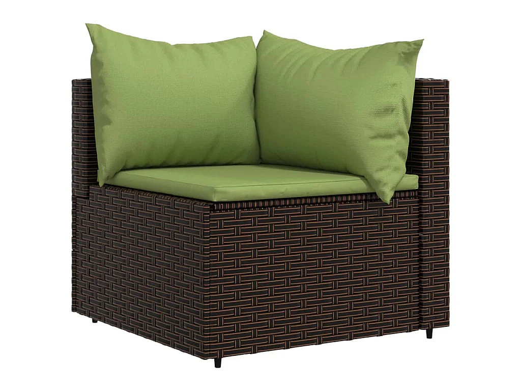 Set Mobili da Giardino 3 pz con Cuscini in Polyrattan Marrone