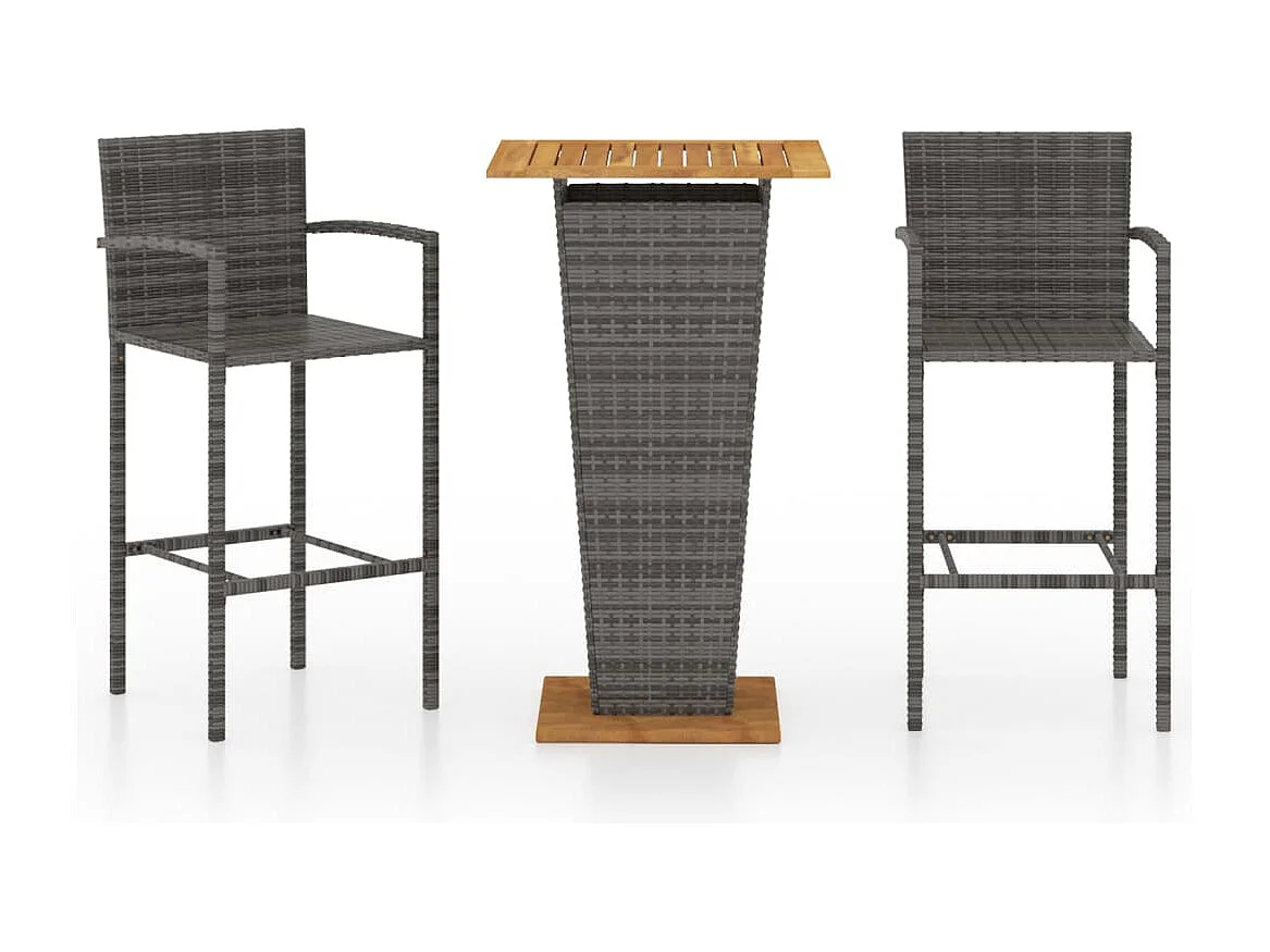 Ensemble de bar de jardin 3 pcs Gris