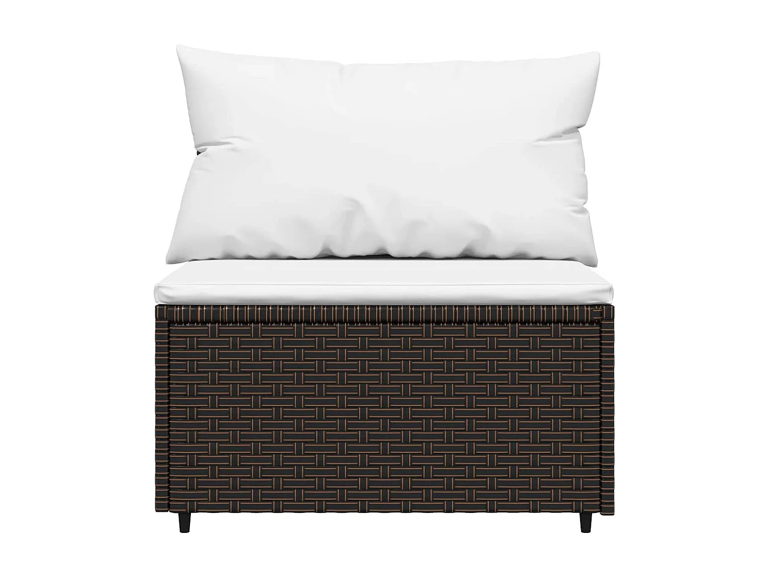 4 pcs conjunto lounge jardim c/ almofadões vime PE castanho