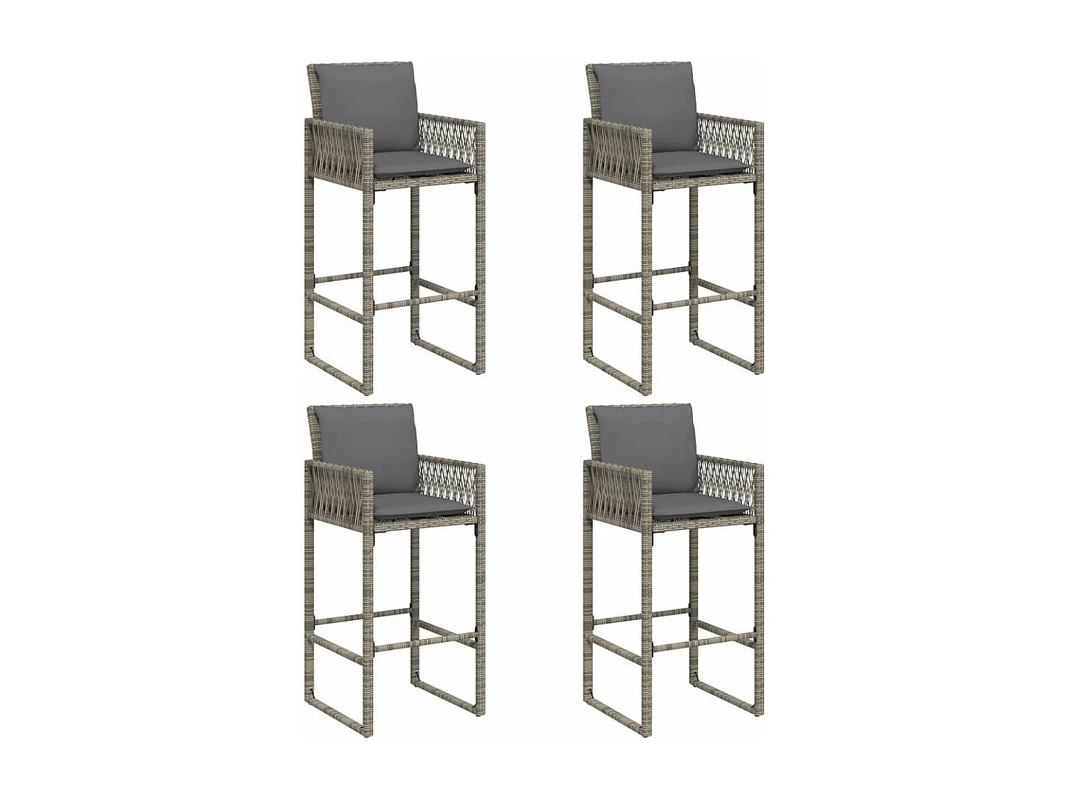 Ensemble de bar de jardin 5 pcs avec coussins gris poly rotin