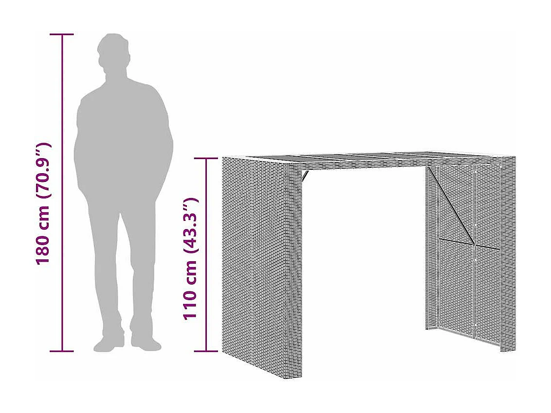 Ensemble de bar de jardin 5 pcs avec coussins gris poly rotin