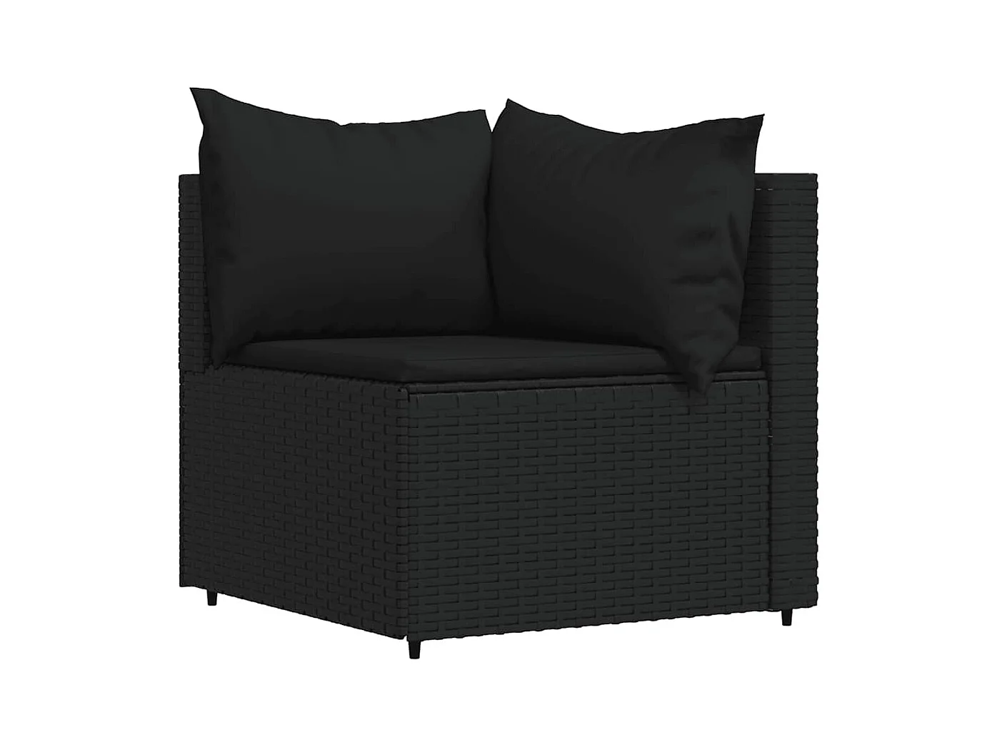 Salon de jardin 4 pcs avec coussins Noir Résine tressée