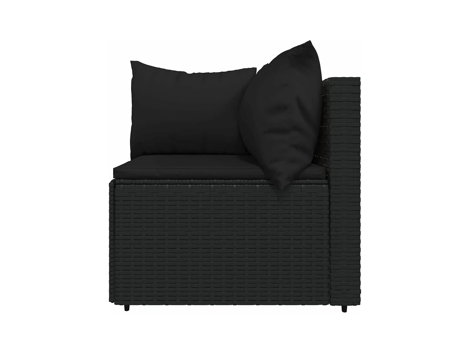 Salon de jardin 4 pcs avec coussins Noir Résine tressée