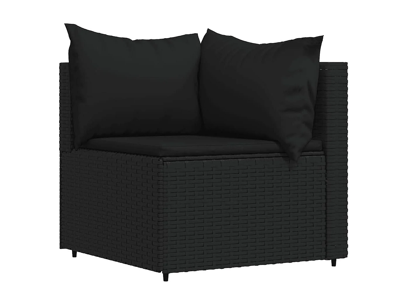 Salon de jardin 4 pcs avec coussins Noir Résine tressée
