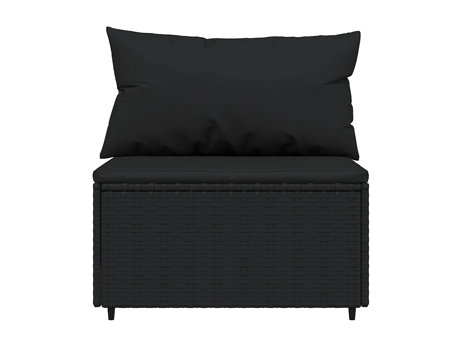 Salon de jardin 4 pcs avec coussins Noir Résine tressée