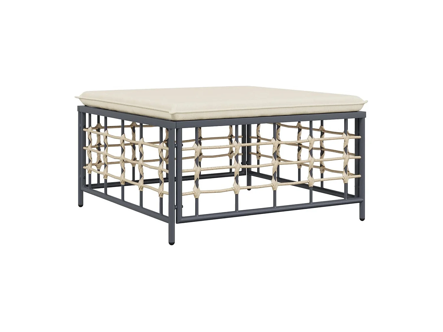 4-delige Loungeset met kussens poly rattan antracietkleurig