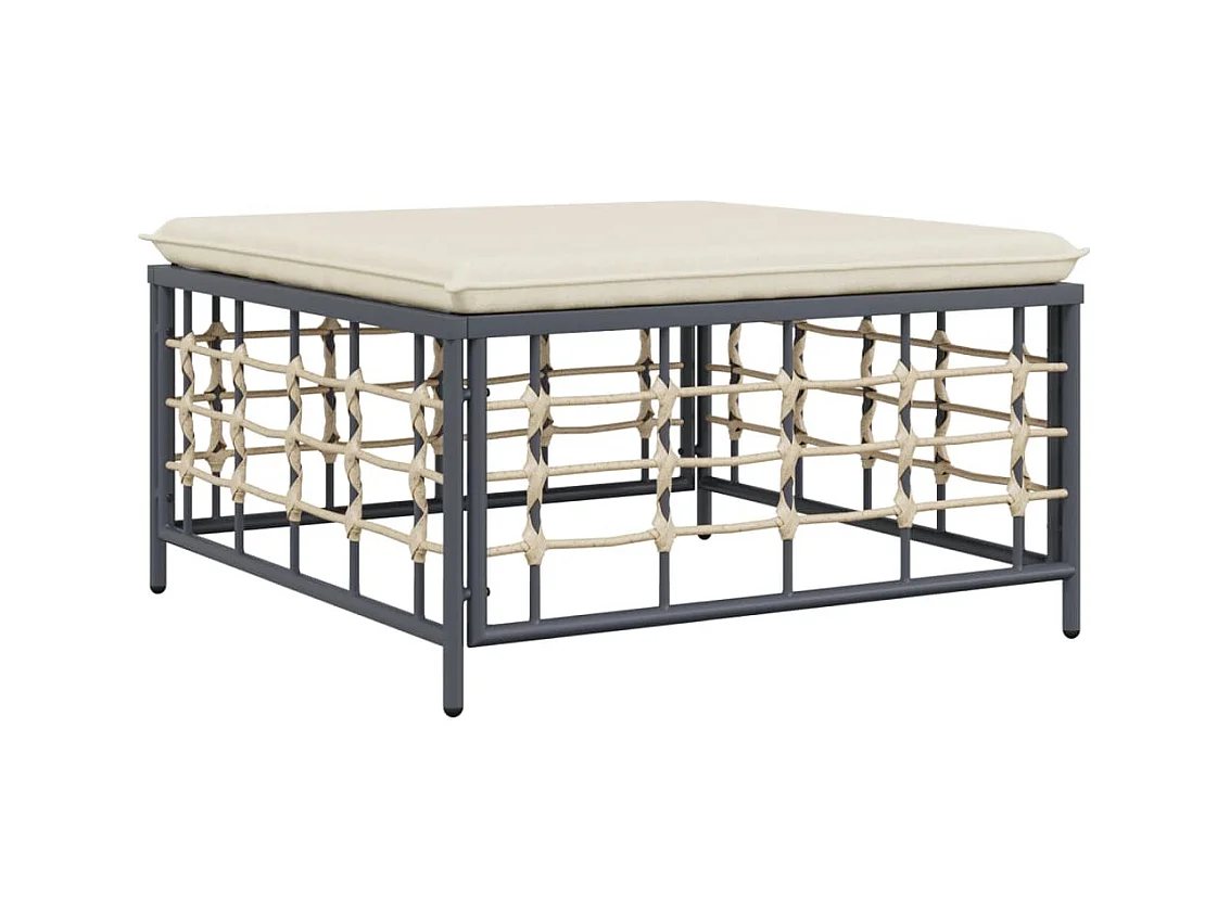 4-delige Loungeset met kussens poly rattan antracietkleurig