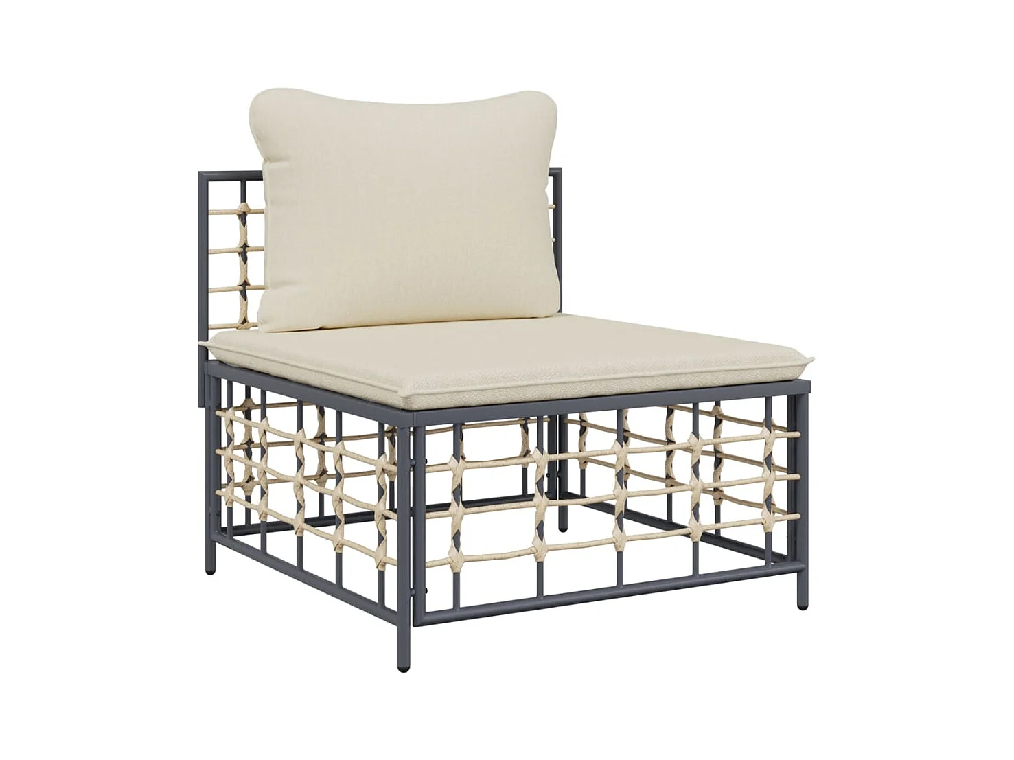 Salon de jardin 4 pcs avec coussins anthracite résine tressée