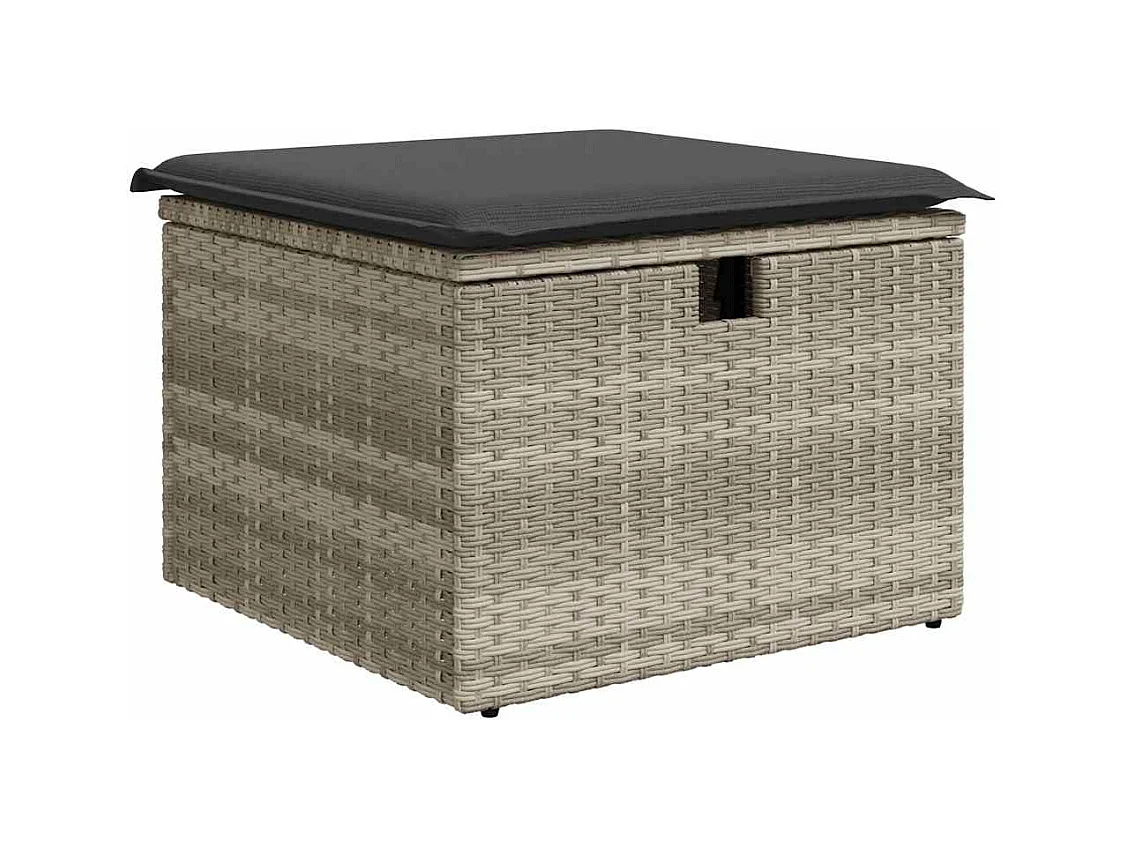 6-delige Loungeset met kussens poly rattan lichtgrijs