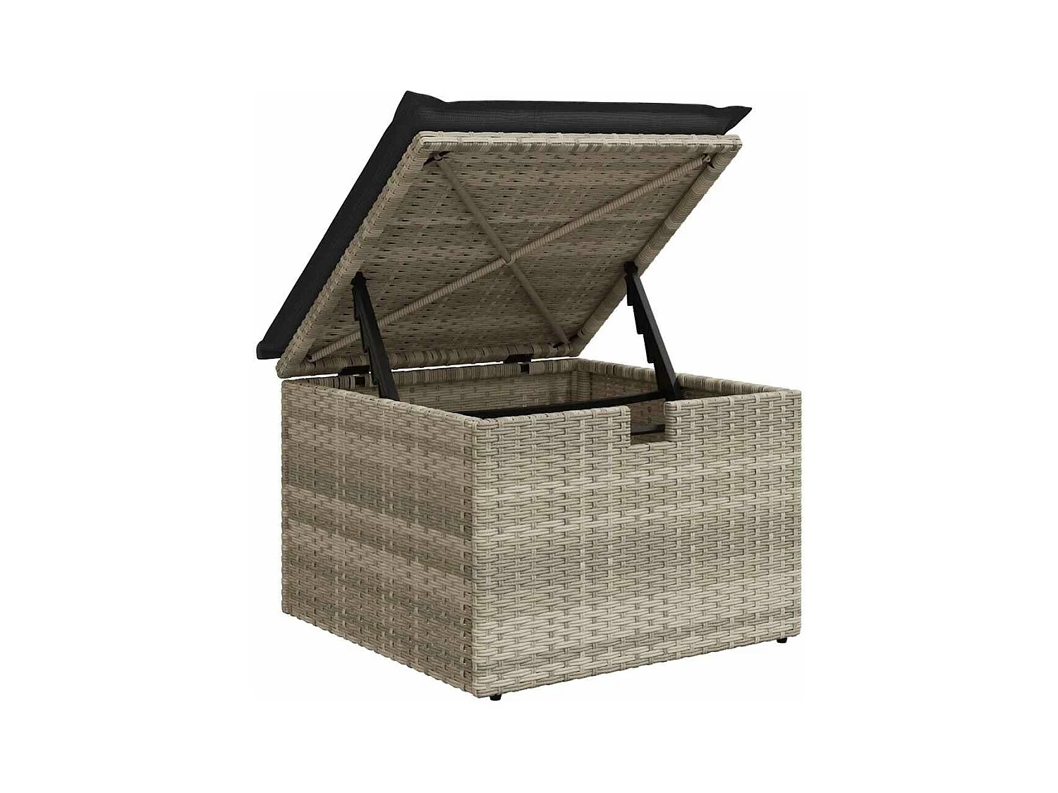 6-delige Loungeset met kussens poly rattan lichtgrijs