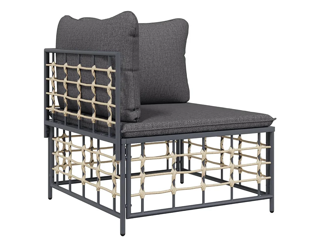 7-delige Loungeset met kussens poly rattan antracietkleurig