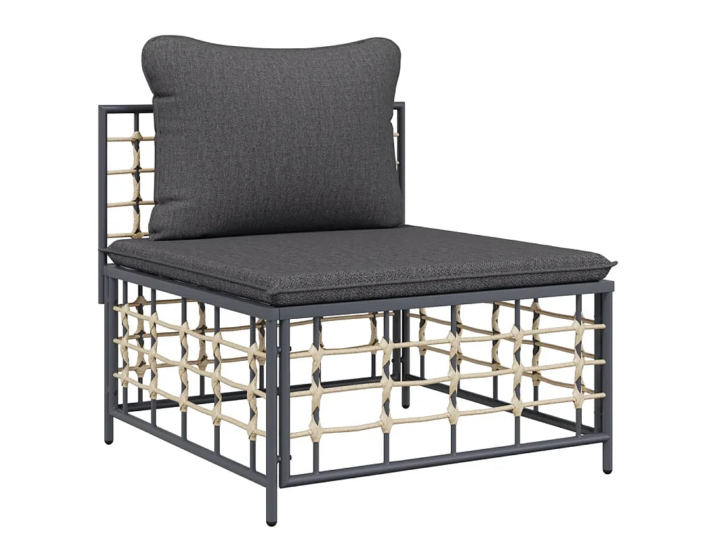 7-delige Loungeset met kussens poly rattan antracietkleurig