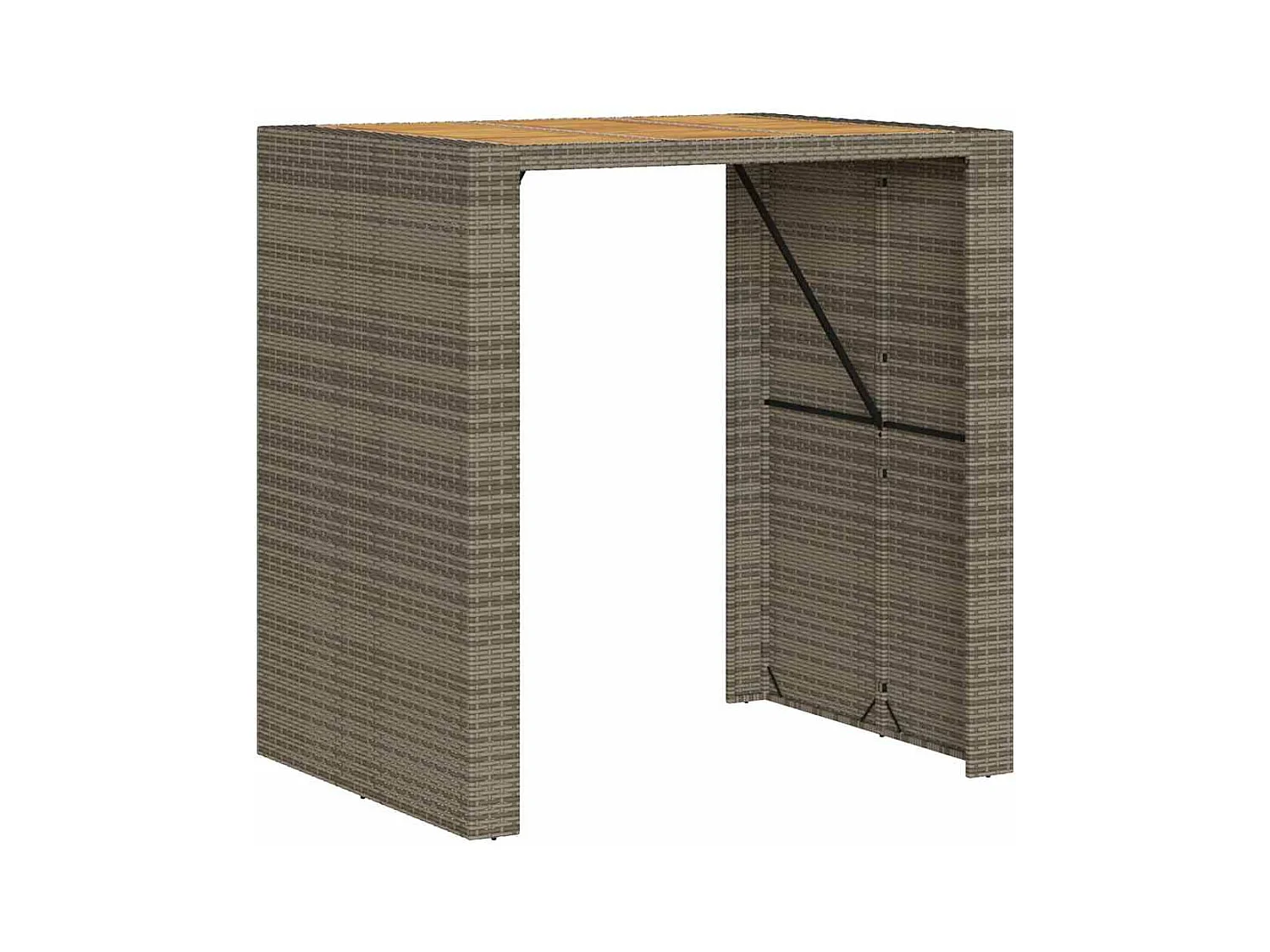 Set Bar da Giardino 3 pz con Cuscini Grigio Polyrattan Acacia