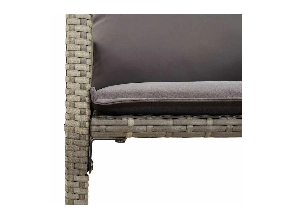 Set Bar da Giardino 3 pz con Cuscini Grigio Polyrattan Acacia
