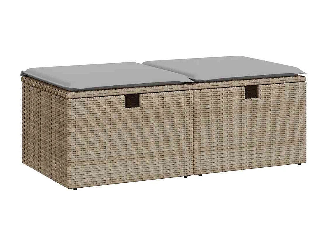 Set Divano da Giardino 2 pz con Cuscini Beige Polyrattan Acacia