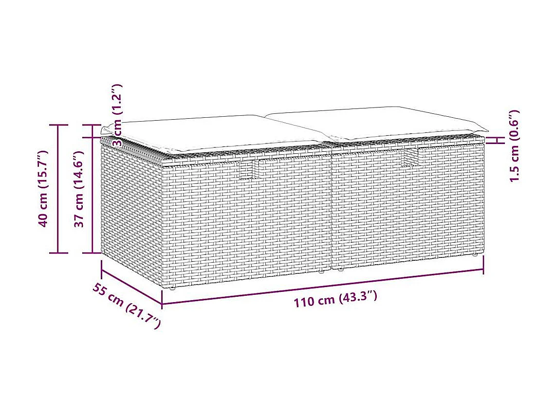 Set Divano da Giardino 2 pz con Cuscini Beige Polyrattan Acacia