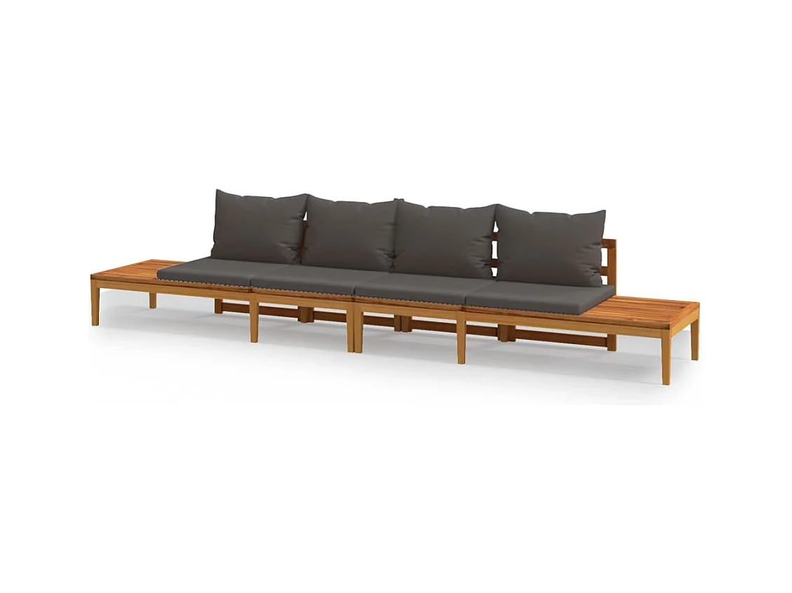 Panche da Giardino con Cuscini Grigio Scuro 2pz Legno di Acacia