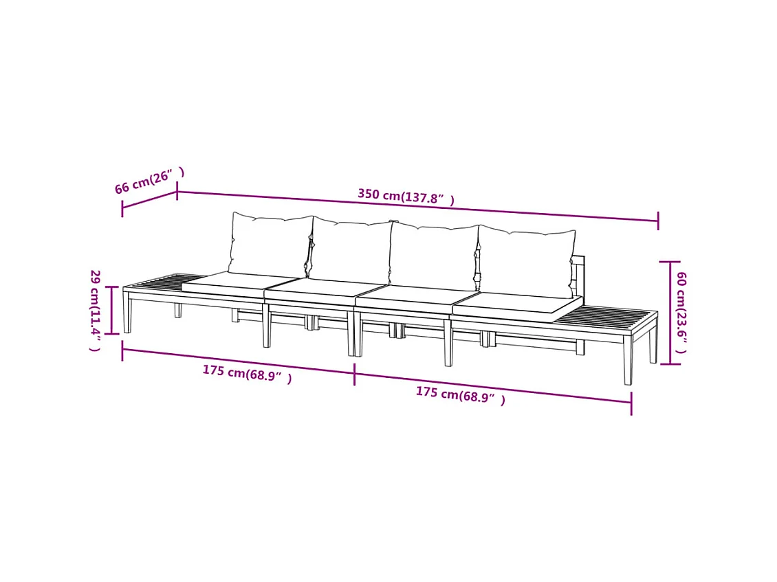 Panche da Giardino con Cuscini Grigio Scuro 2pz Legno di Acacia