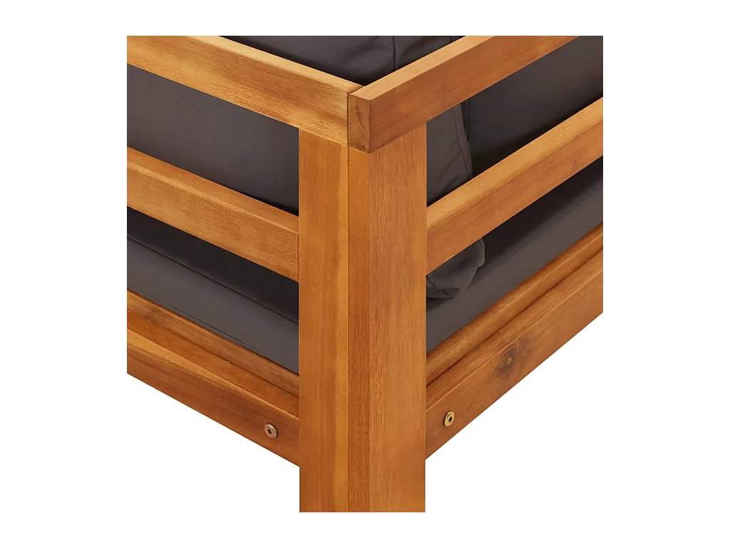 Panche da Giardino con Cuscini Grigio Scuro 2pz Legno di Acacia