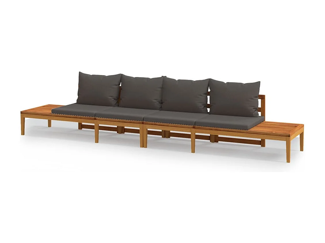 Bancs de jardin avec coussins gris foncé lot de 2 Bois d'acacia