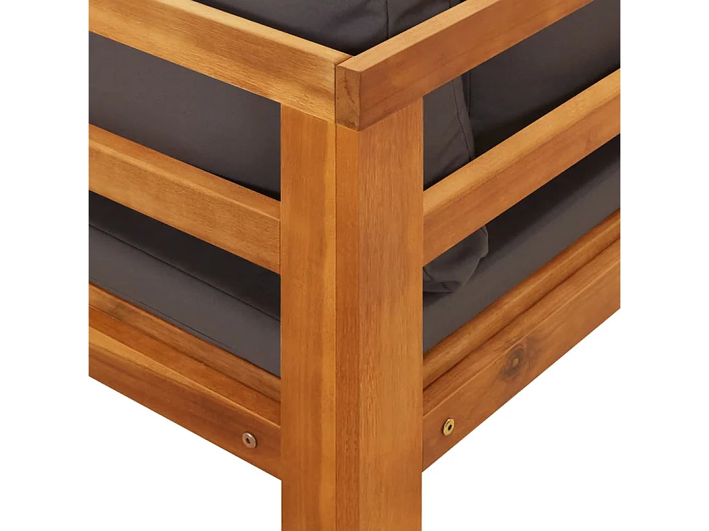 Bancs de jardin avec coussins gris foncé lot de 2 Bois d'acacia