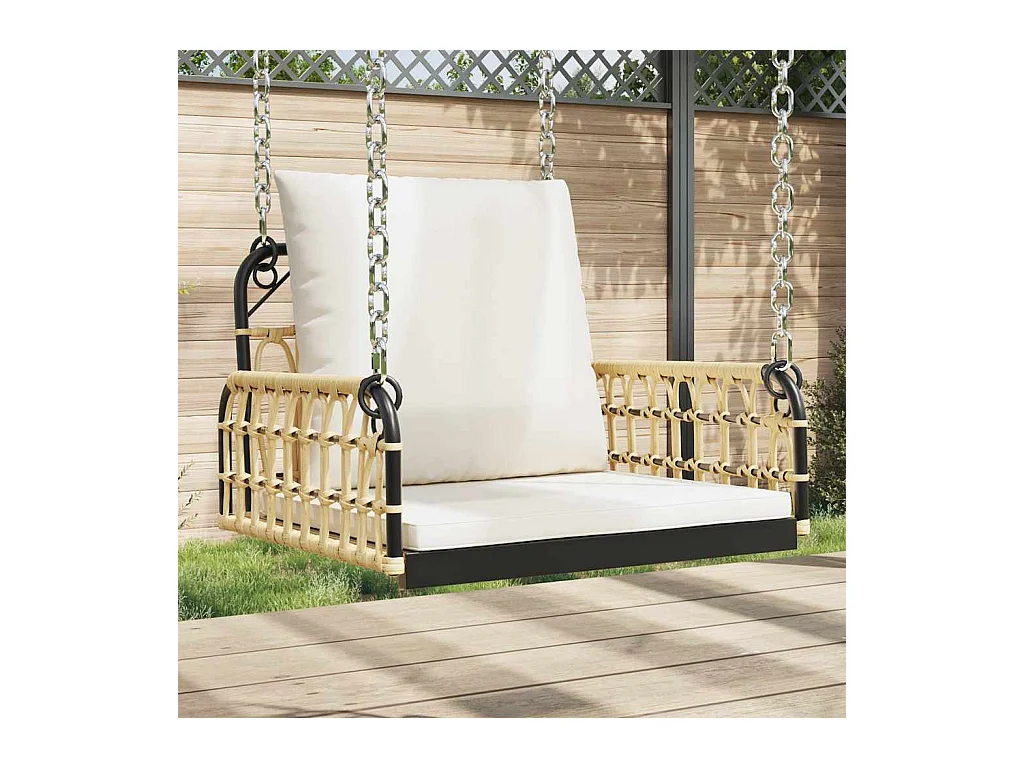 Balancelle avec coussins 63x58x39 cm résine tressée acier