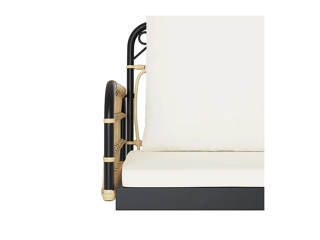 Balancelle avec coussins 63x58x39 cm résine tressée acier