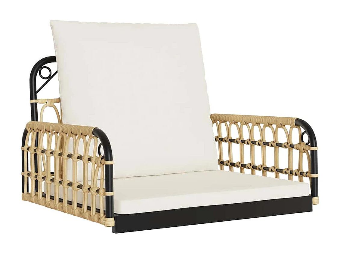 Schommelstoel met kussens 63x58x39 cm poly rattan en staal