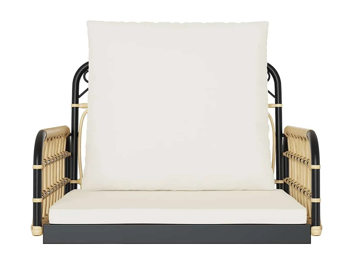 Schommelstoel met kussens 63x58x39 cm poly rattan en staal